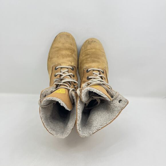 Timberland Wheat Nubuck Canvas Fold Over Lace Up Work Boots Women's Size 6.5 - Picture 6 of 14